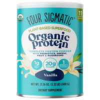 Four Sigmatic Protein Powder, Organic, Plant-Based, Vanilla - 21.16 Ounce 