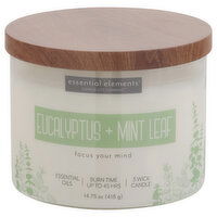 Essential Elements Candle, Eucalyptus + Mint Leaf, 3 Wick - 1 Each