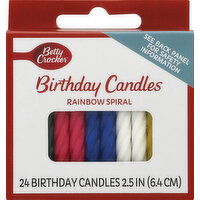 Betty Crocker Birthday Candles, Rainbow Spiral, 2.5 Inch - 24 Each