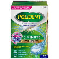 Polident Dental Appliance Cleanser, Antibacterial, 3 Minute, Tablets - 90 Each 