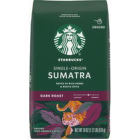 Starbucks Coffee, Ground, Dark Roast, Sumatra, Single-Origin - 18 Ounce 