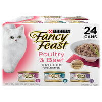 Fancy Feast Cat Food, Gourmet, Poultry & Beef, Grilled Collection - 24 Each 