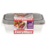 GoodCook Containers + Lids, Medium Rectangles - 3 Each 