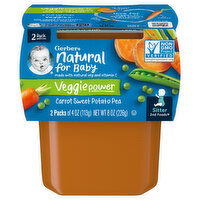 Gerber Carrot Sweet Potato Pea, Veggie Power, Sitter 2nd Foods, 2 Pack - 2 Each 