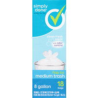 Simply Done Trash Bag, Flap Tie, Medium, Clean Fresh Scent, 8 Gallon - 18 Each 