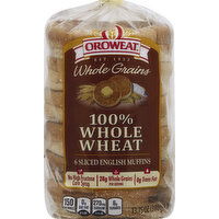 OROWEAT English Muffins, Sliced, 100% Whole Wheat - 6 Each 