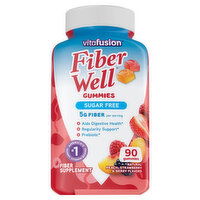 Vitafusion Fiber Supplement, Sugar Free, Peach/Strawberry/Berry Flavors, Gummies - 90 Each 