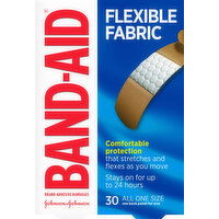 Band Aid Bandages, Adhesive, Flexible Fabric, All One Size - 30 Each 