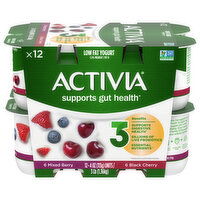 Activia Yogurt, Black Cherry/Mixed Berry, Low Fat - 12 Each 