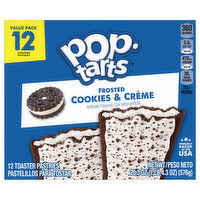 Pop-Tarts Toaster Pastries, Frosted Cookies & Creme, Value Pack - 12 Each 