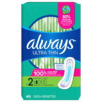 Always Pads, Ultra Thin, Long Super, Size 2 - 40 Each 