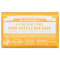 Dr. Bronner's Bar Soap, Pure-Castile, All-One, Hemp, Citrus - 5 Ounce 