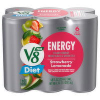 V8 Energy Beverage, Plant-Based, Strawberry Lemonade - 6 Each 