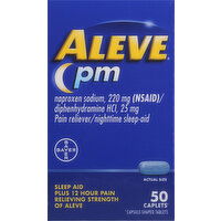 Aleve Pain Reliever/Nighttime Sleep-Aid, PM, Caplets - 50 Each 