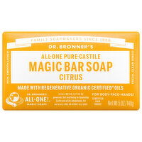 Dr. Bronner's Bar Soap, Magic, Pure-Castile, All-One, Citrus - 5 Ounce 