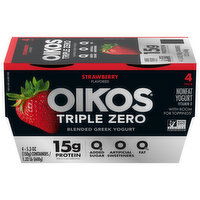 Oikos Triple Zero Yogurt, Nonfat, Blended Greek, Strawberry Flavored, 4 Pack - 4 Each 