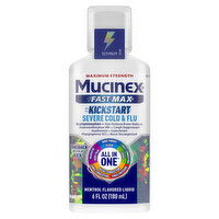 Mucinex Severe Cold & Flu, Maximum Strength, Kickstart, Liquid, Menthol Flavor