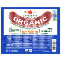 Applegate Hot Dog, Organic, Beef, Uncured - 10 Ounce 