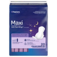 TopCare Pads, with Flexi-Wings, Maxi, Extra Heavy Overnight, Unscented - 20 Each 