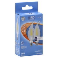 Ge Light Bulbs, LED, Clear Finish, Daylight, 3.5 Watts - 2 Each 