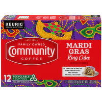 Community Coffee Coffee, Mardi Gras King Cake, Single-Serve Cups - 12 Each 