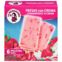 Helados Mexico Ice Cream, Strawberries 'N Cream, Bars - 6 Each 