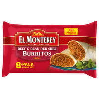 El Monterey Burritos, Beef & Bean Red Chilli, Family Size, 8 Pack