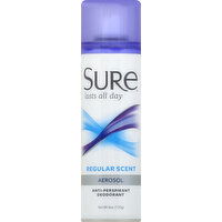 Sure Anti-Perspirant Deodorant, Aerosol, Regular Scent - 6 Ounce 