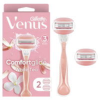 Gillette Venus ComfortGlide White Tea Women's Razor Handle + 2 Blade Refills - 1 Each 