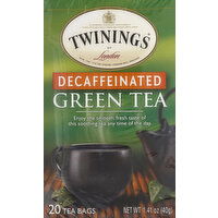 Twinings Green Tea, Naturally Decaffeinated, Bags - 20 Each 