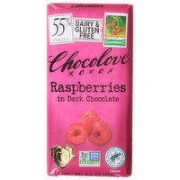 Chocolove Dark Chocolate, Raspberries, 55% Cocoa