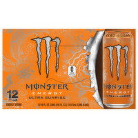 Monster Energy Drink, Zero Sugar, Ultra Sunrise, 12 Pack