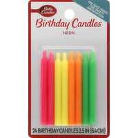 Betty Crocker Birthday Candles, Neon, 2.5 Inch - 24 Each
