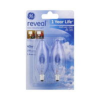 Ge Reveal - Light Bulbs, Multi-Use, Clear, 40 Watts - 2 Each