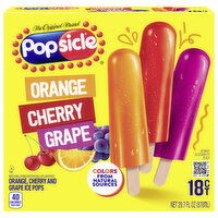 Popsicle Ice Pops, Orange, Cherry and Grape