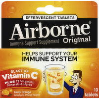 Airborne Immune Support Supplement, Original, Effervescent Tablets, Zesty Orange - 10 Each 