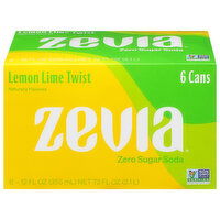 Zevia Soda, Lemon Lime Twist, Zero Sugar, 6 Pack