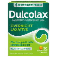 Dulcolax Overnight Laxative, 5 mg, Comfort Coated Tablets - 50 Each 