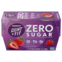 Dannon Yogurt, Strawberry, Zero Sugar - 4 Each 