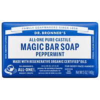 Dr. Bronner's Magic Bar Soap, Pure-Castile, All-One, Peppermint - 5 Ounce 