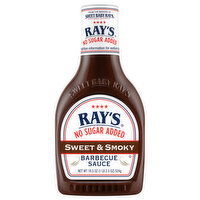 Ray's No Sugar Added Barbecue Sauce, Sweet & Smoky - 18.5 Ounce 