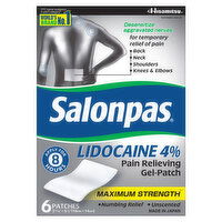 Salonpas Pain Relieving Gel-Patch, Maximum Strength, Patches - 6 Each 