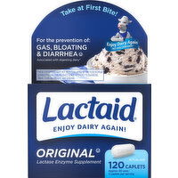 Lactaid Lactase Enzyme Supplement, Original, Caplets - 120 Each 