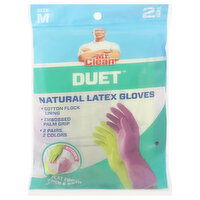 Mr. Clean Latex Gloves, Natural, Medium - 2 Each 