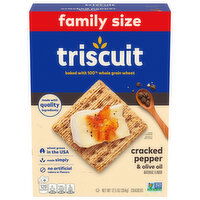 TRISCUIT Triscuit Cracked Pepper & Olive Oil Whole Grain Wheat Crackers, Family Size, 12.5 oz