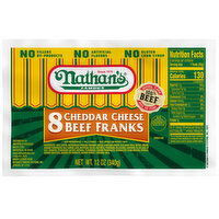 Nathan's Famous Cheddar Cheese All Beef Franks, Cheddar Hot Dogs - 8 Each