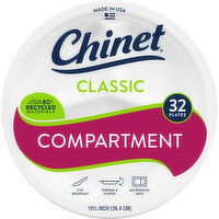 Chinet Plates, Compartment, Classic, 10.375 Inch - 32 Each 