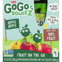 GoGo Squeez Applesauce, Apple Apple, 4 Pack - 4 Each 