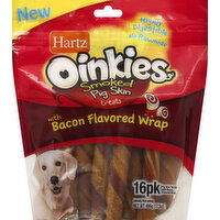 Hartz Pig Skin Treats, with Bacon Flavored Wrap, Smoked - 16 Each 