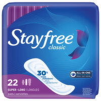 Stayfree Pads, Super Long - 22 Each 